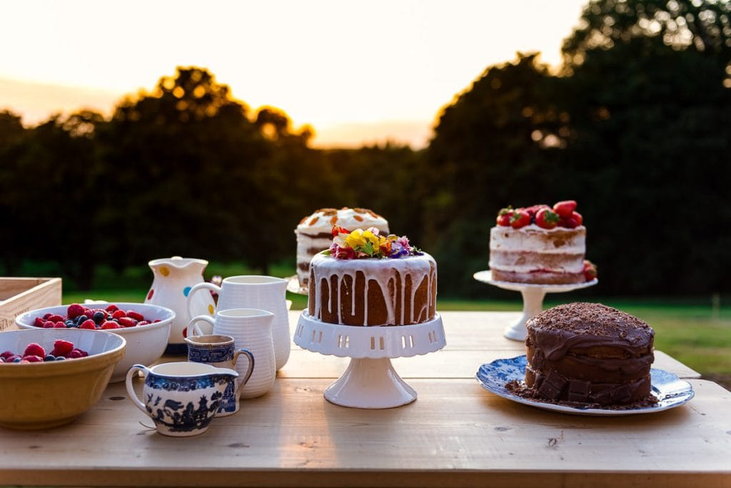 Wedding cakes at Ingoldisthorpe Hall boho wedding